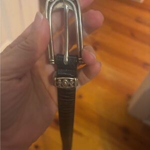 Brighton Black Leather Belt with Silver Buckle